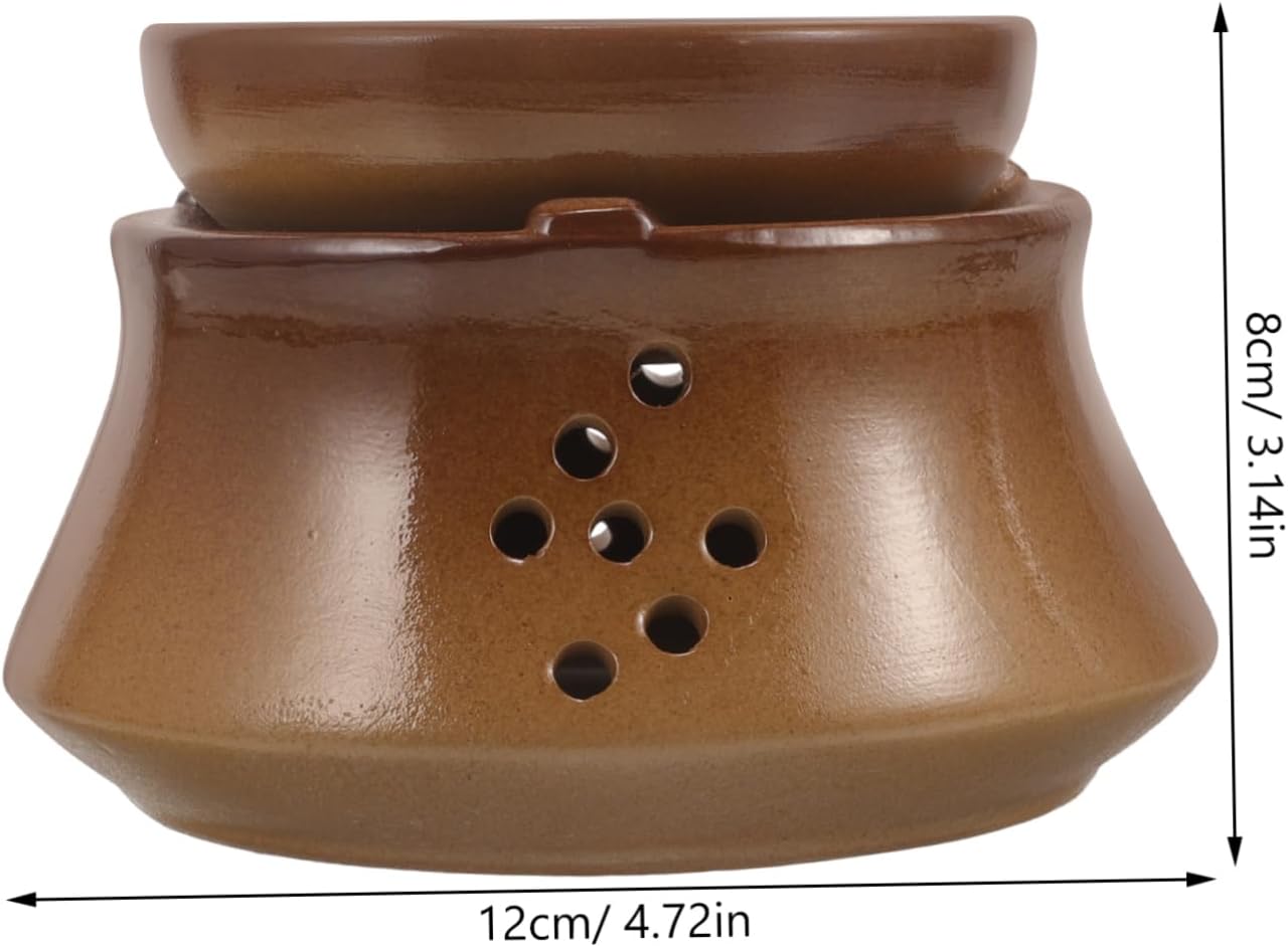 SOLUSTRE Japanese Ceramic Tea Cup Warmer Rustic Coarse Pottery Heater Non- Base for Home Tea Brewing and Relaxation Burner