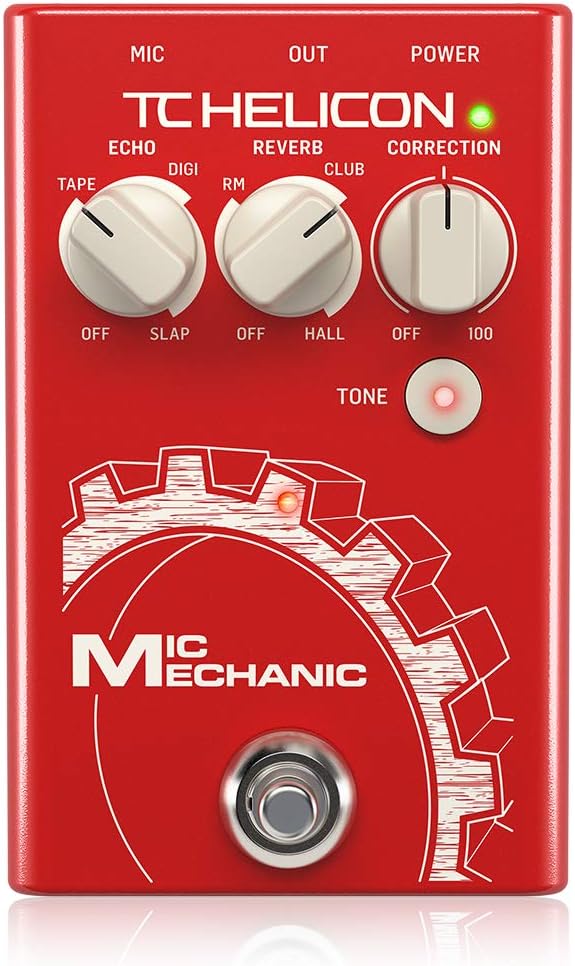 TC Helicon MIC MECHANIC 2 Ultra-Simple Battery-Powered Vocal Effects Stompbox with Reverb, Echo and Pitch Correction, Compatible with PC and Mac