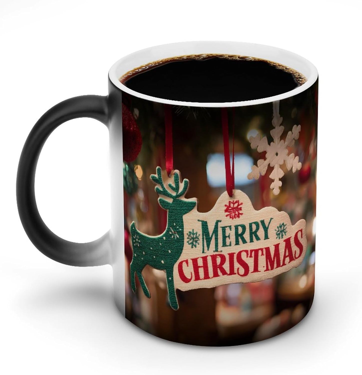 Christmas Decorations Color Changing Mug Heated Ceramic Cup Heat Sensitive Coffee Mug Fun Gift
