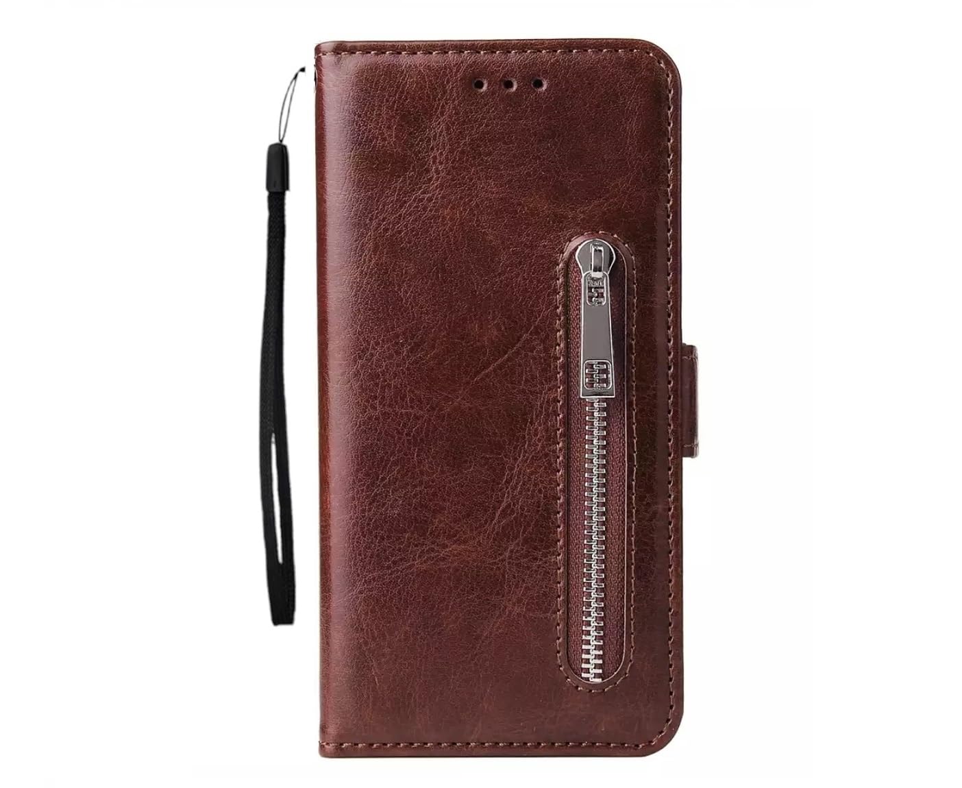 TELETEL Zipper Series Flip Mobile Cover Pu Leather | Card & Cash Pockets | Magnetic Loop | Front Zip Lock Wallet Case (Brown) for Apple iPhone 14 Plus-picture-26
