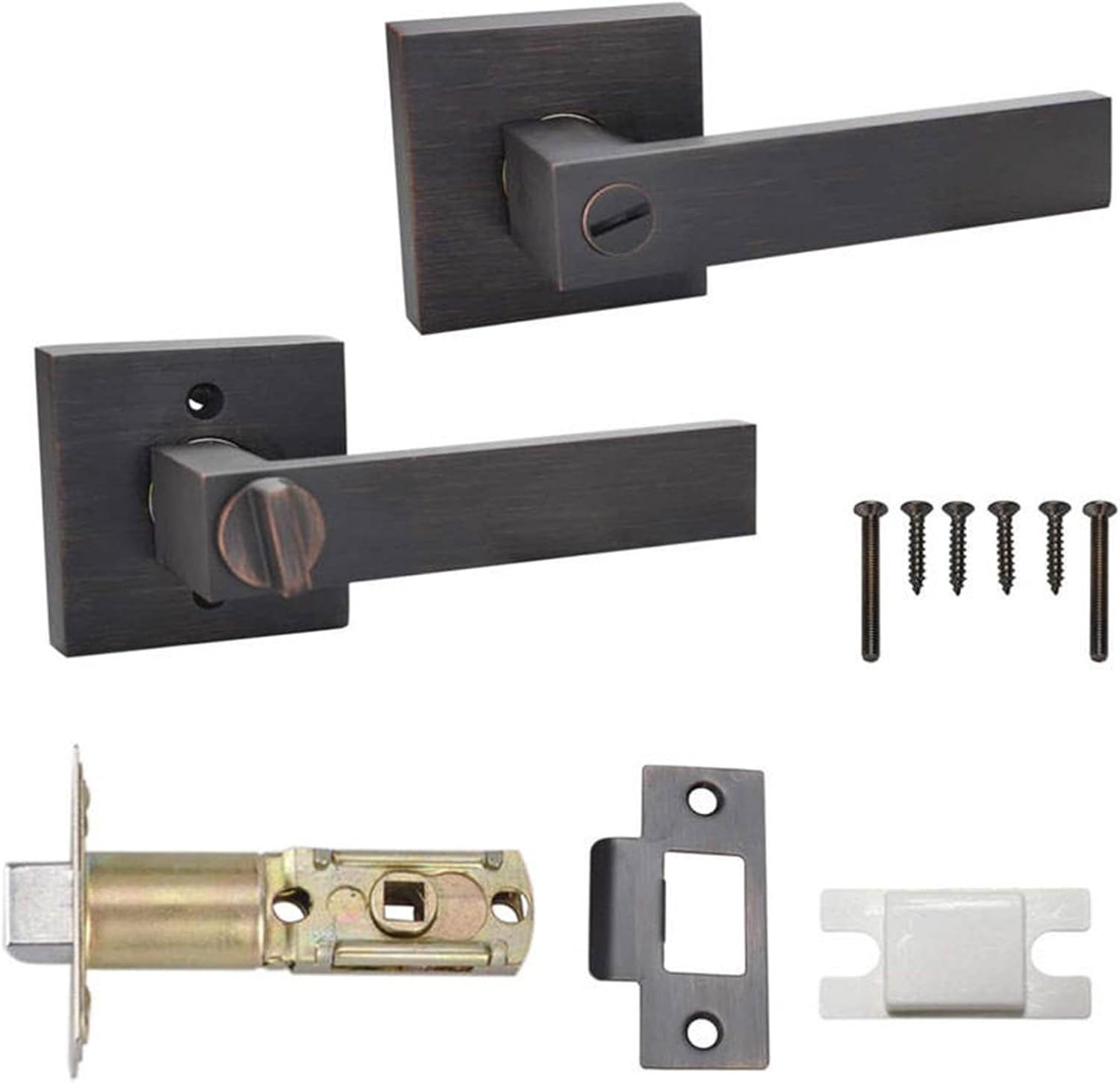Modern Design Zinc Alloy Interior Lever Door Handle Lock Tubular Knobset Bedroom 1Pcs