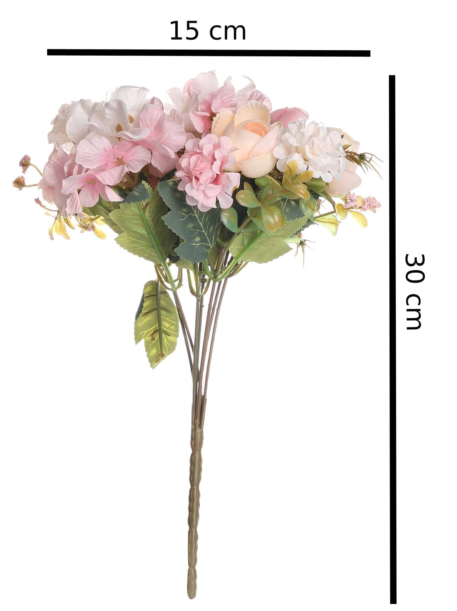 SATYAM KRAFT 1 Pcs Artificial Flower Head Rose Peony Flower Bunch for Vase Decoration, Home Decor, Wedding, Anniversary, Living Room, Table Centerpiece, Office Desk, Bedroom (Without Vase, Pink) 3