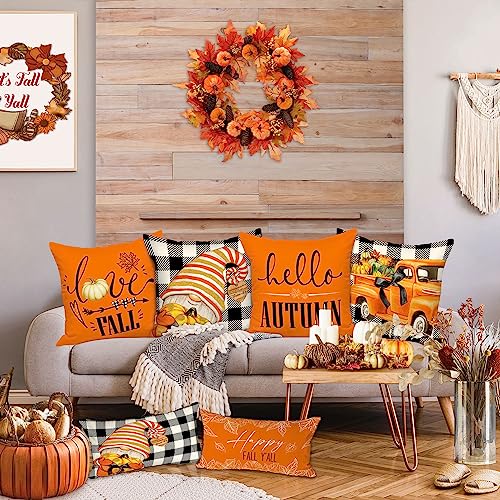 Benjia Autumn 45x45 Cushion Covers Set of 4, Pumpkin Gnome Decorative Holiday 18x18 Inch Fall Throw Pillow Covers Thanksgiving Pillowcase for Indoor Home Bedroom Couch Sofa Decoration Black 45x45cm - Cosy Home Interiors Benjia Autumn 45x45 Cushion Covers Set of 4, Pumpkin Gnome Decorative Holiday 18x18 Inch Fall Throw Pillow Covers Thanksgiving Pillowcase for Indoor Home Bedroom Couch Sofa Decoration Black 45x45cm - Image 5