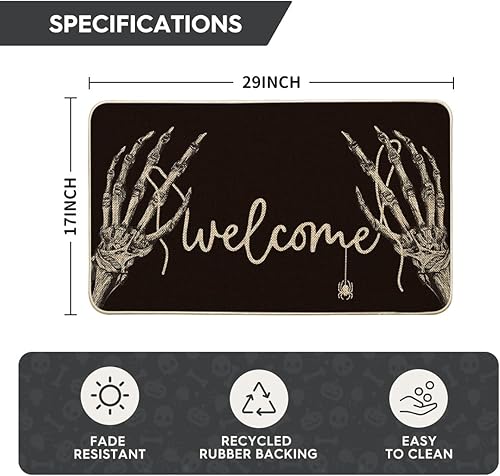 Miniatura 3 de Artoid Mode Hand Bone - Tapete de bienvenida de Halloween, decoración del hogar, tapete de bajo perfil, tapete para puerta de interior y exterior,