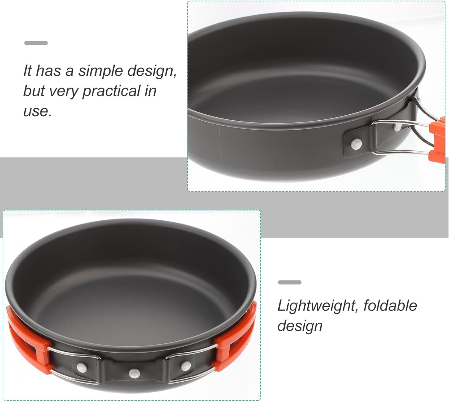 Abaodam Foldable Camping Pot Non-Stick Cooking Pan Lightweight Outdoor Cookware