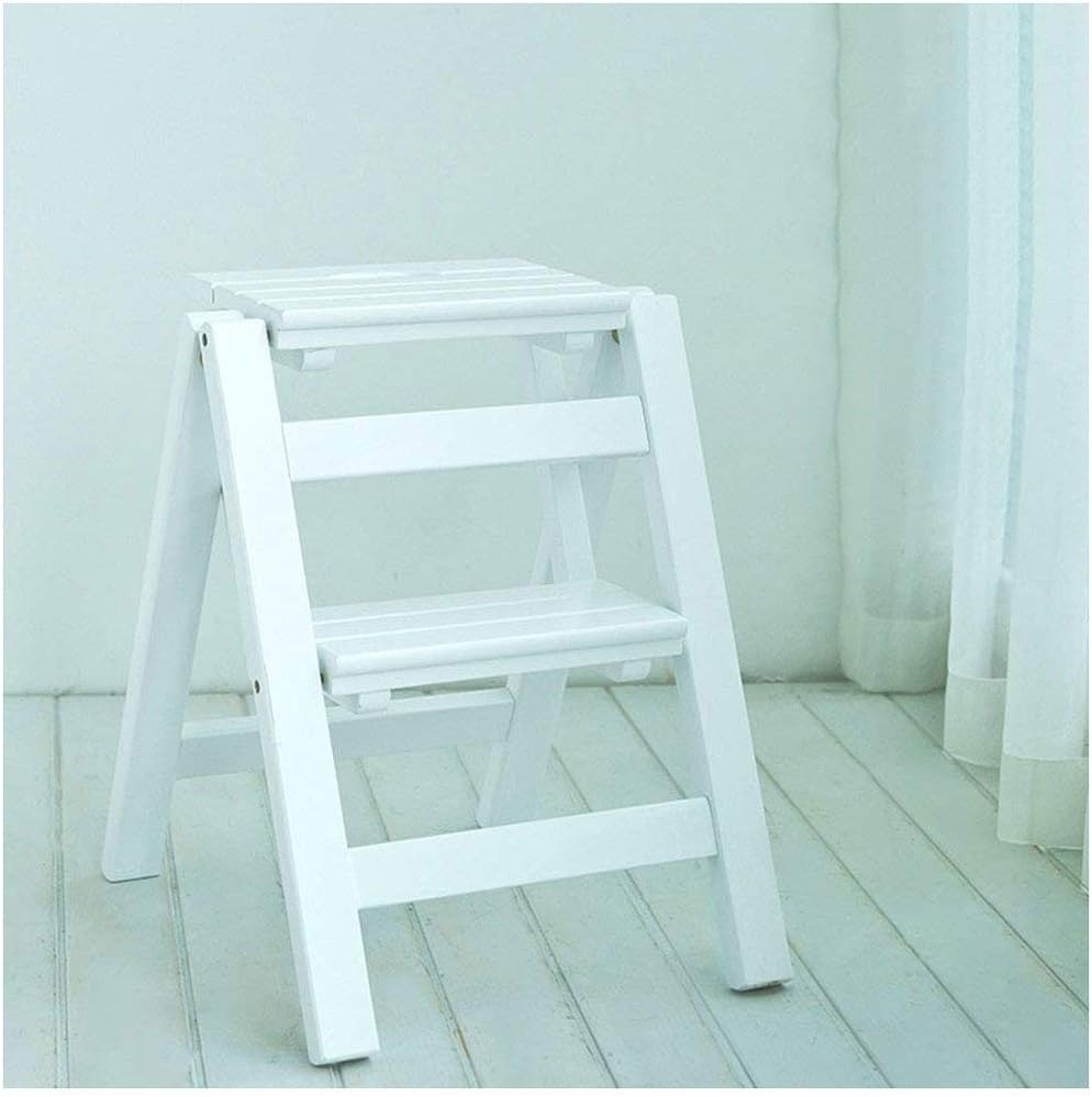 Wooden Step Stool Ladder Household Folding 2-Step Ladder Multifunction Stair Chair Indoor Climb,Solid Wood (Color : C)