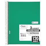 Mead Spiral Notebook, 3 Subject, College Ruled Paper, 120 Sheets, 10-1/2" x 8", Color Selected For You, 1 Count (05748) – view 7