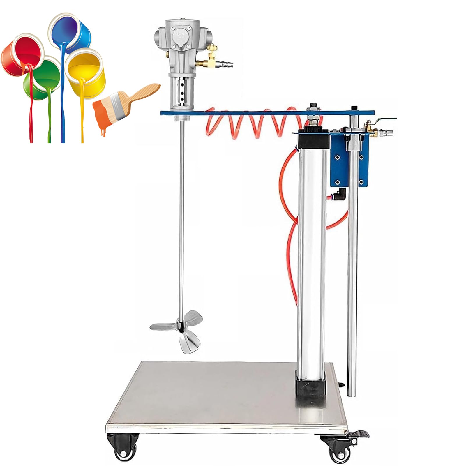 Máquina mezcladora neumática de pintura, agitador automático de 30 galones con motor de 3 cilindros y hoja de acero inoxidable, velocidad ajustable para una mezcla rápida y uniforme