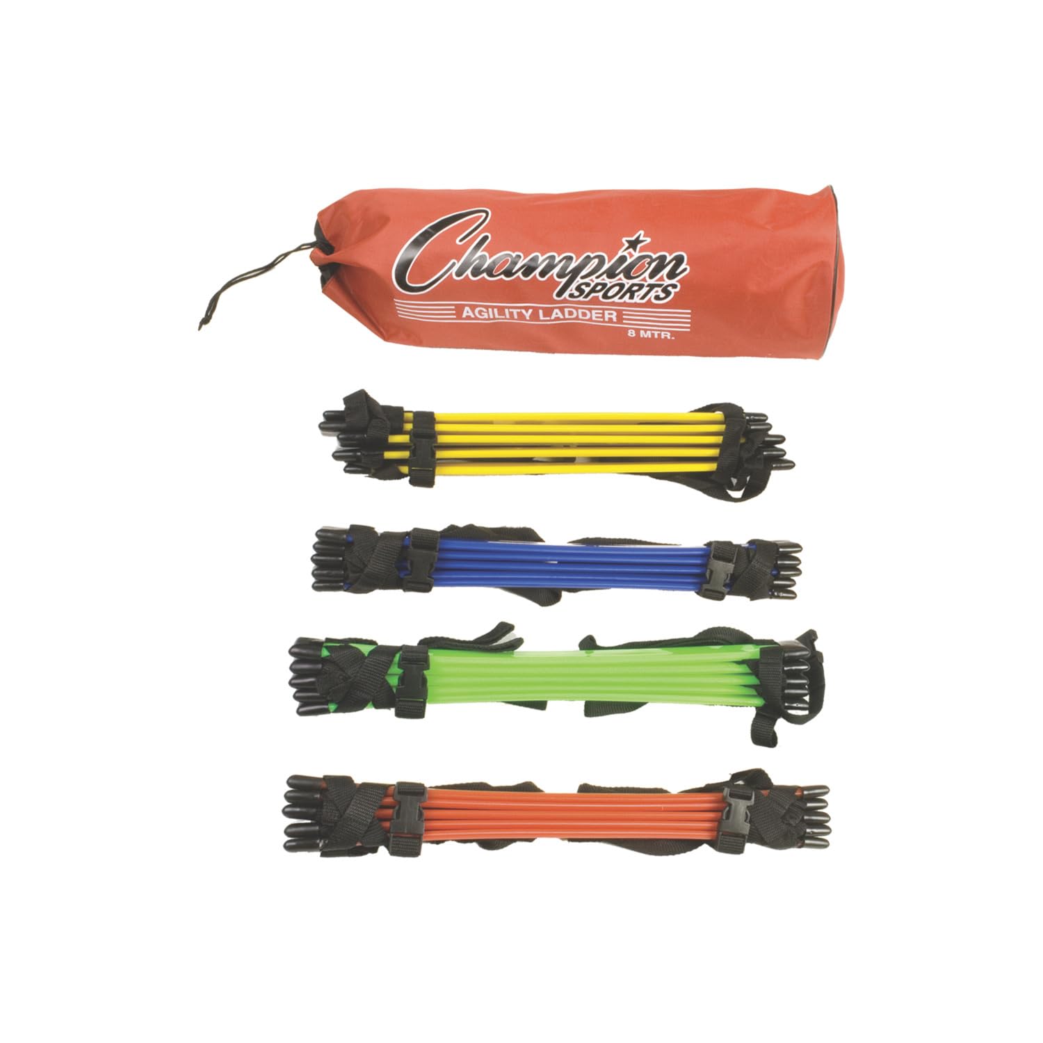 CHAMPION SPORTS - Escalera de Agilidad, Color Rojo, Amarillo, Azul y Verde, 16" de Ancho