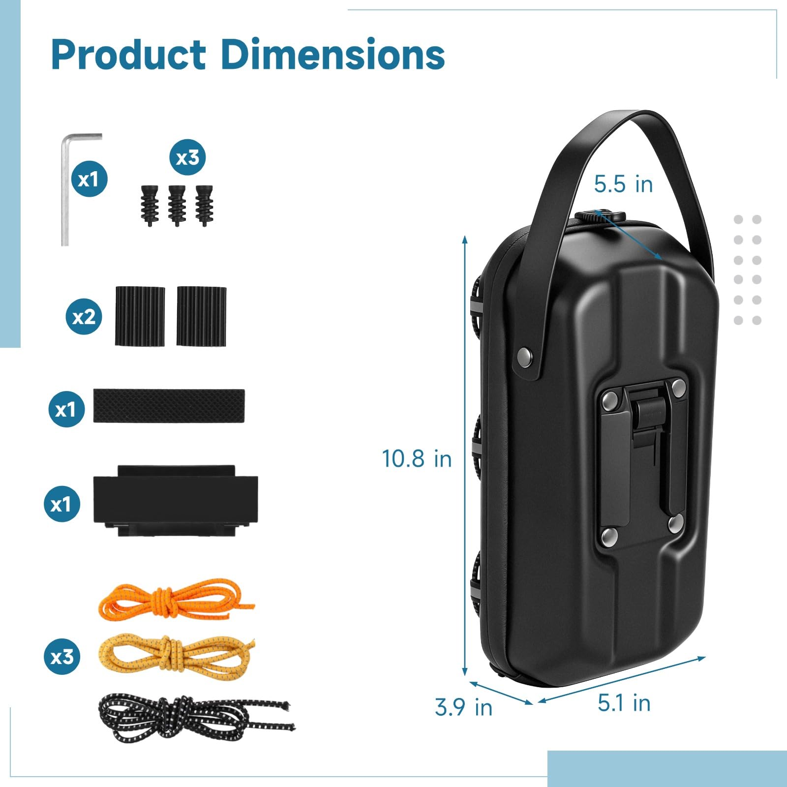 Generisch Scooter-Aufbewahrungstasche 5 L, Eva-Hartschale, Wasserabweisende Lenkertasche mit verdeckten Reißverschlüssen, Front-Organizer für Handy, Ladegerät, Werkzeug und E-Bike-Zubehör