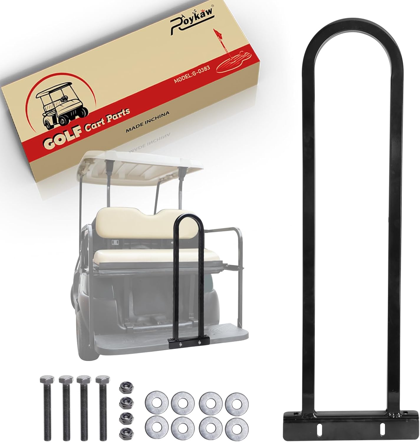 Roykaw Golf Cart Rear Seat Grab Bar Safety Bar Compatible with Club Car, EZGO, Yamaha, Universal Golf Cart Handle Grab for Back Seat, Heavy Duty Rear Seat Hand Rail