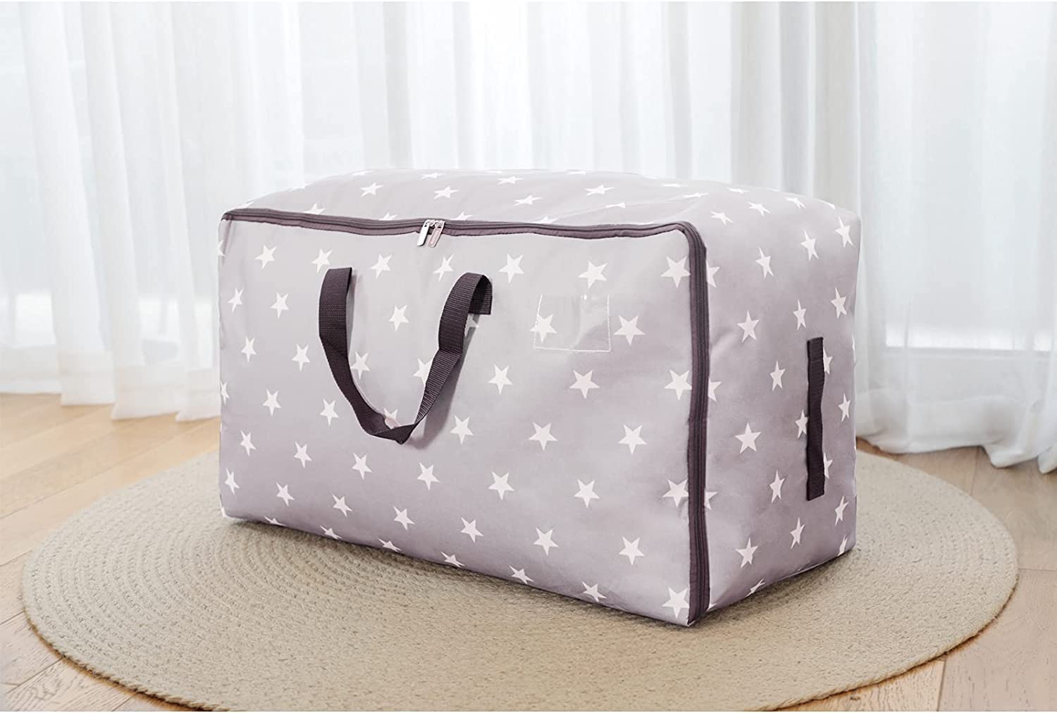 DOKEHOM 3 Piezas 105L Bolsa de Almacenamiento Grande, Bolsa de Tela para Ropa, tamaño Ultra Grueso bajo la Cama, a Prueba de Humedad (Gris)