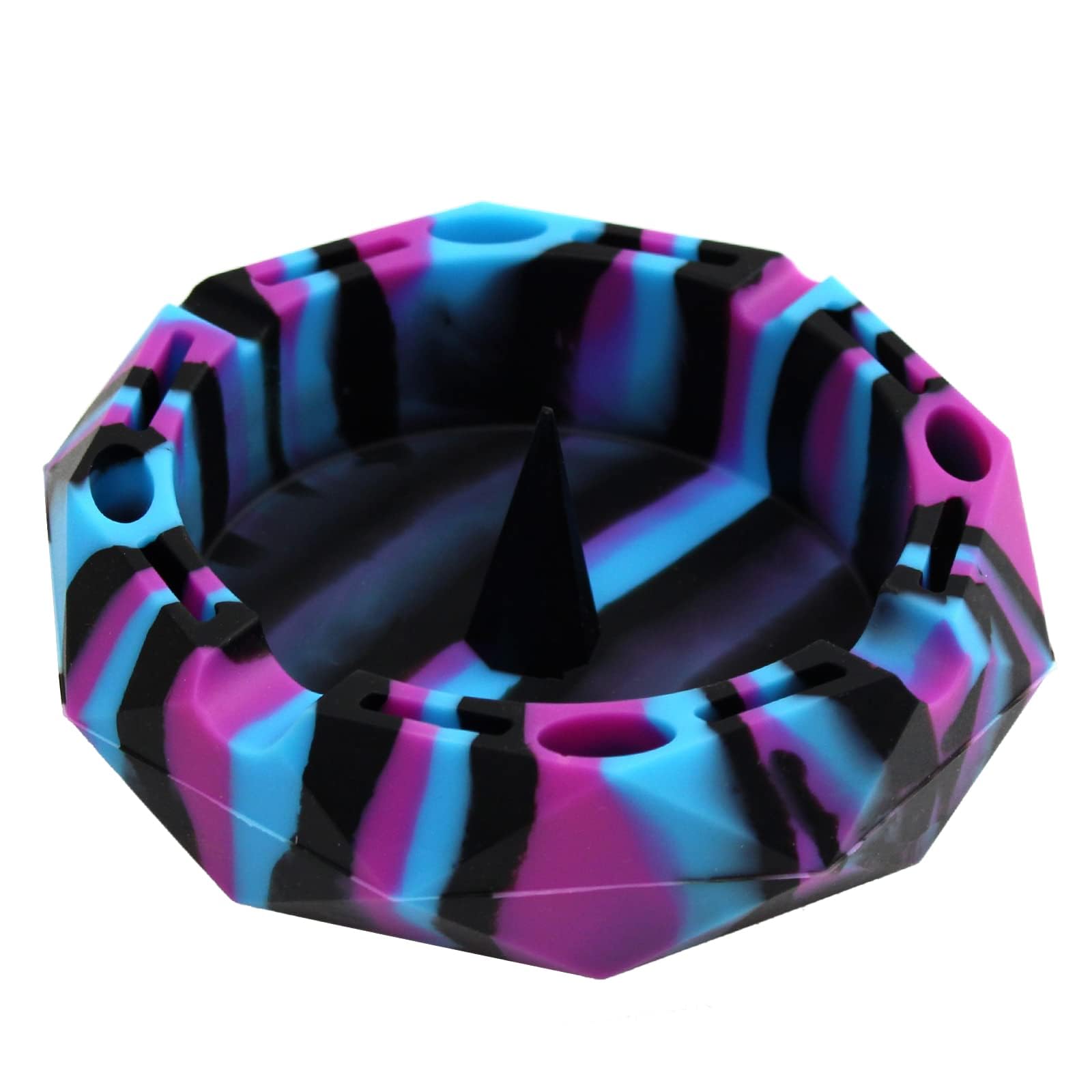 1 Silicone Geometric Ashtray ooDuo Geometric Silicone Ashtray - Glow in the Dark - Unbreakable - Multipurpose Storage ashtray - with Glass Friendly Tapping Center (Black/Blue/Purple)