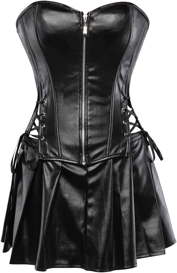 knee length dresses for ladies Akira Punk Rock Leather Midi Dress | Black