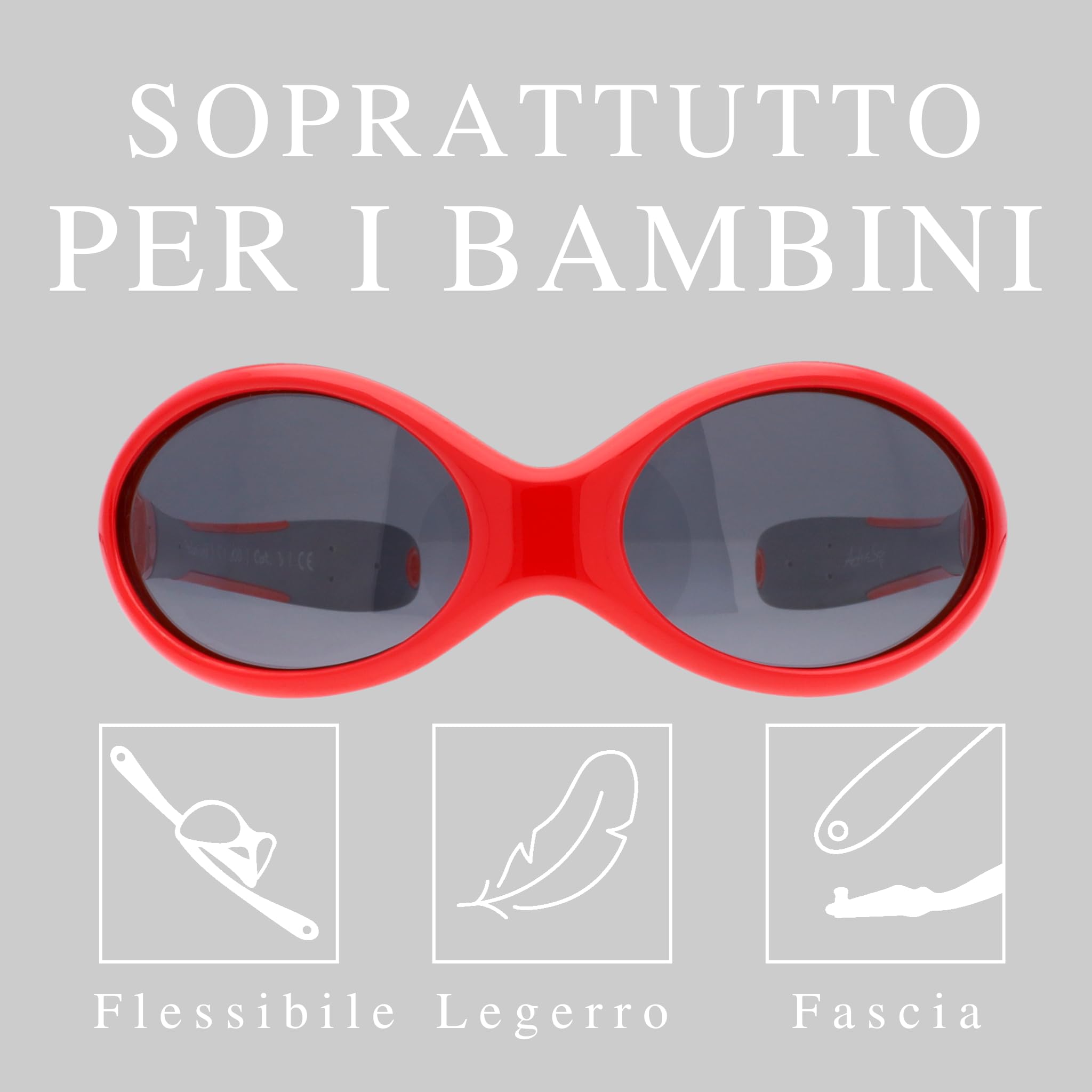 ActiveSol Occhiali da sole per bambini 0-18 mesi, senza BPA, polarizzati, con fascia, Taglia S