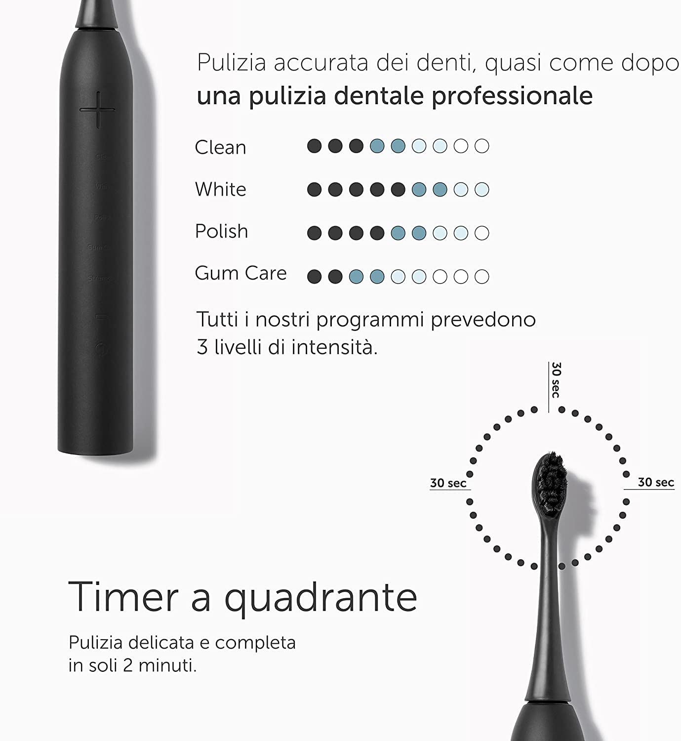 WonderSmile Pro Spazzolino elettrico a ultrasuoni – vincitore del test 2026 – IPX8, 4 programmi – stazione di ricarica, batteria ad alte prestazioni da 60 giorni, testina intelligente (Ultimate Black)