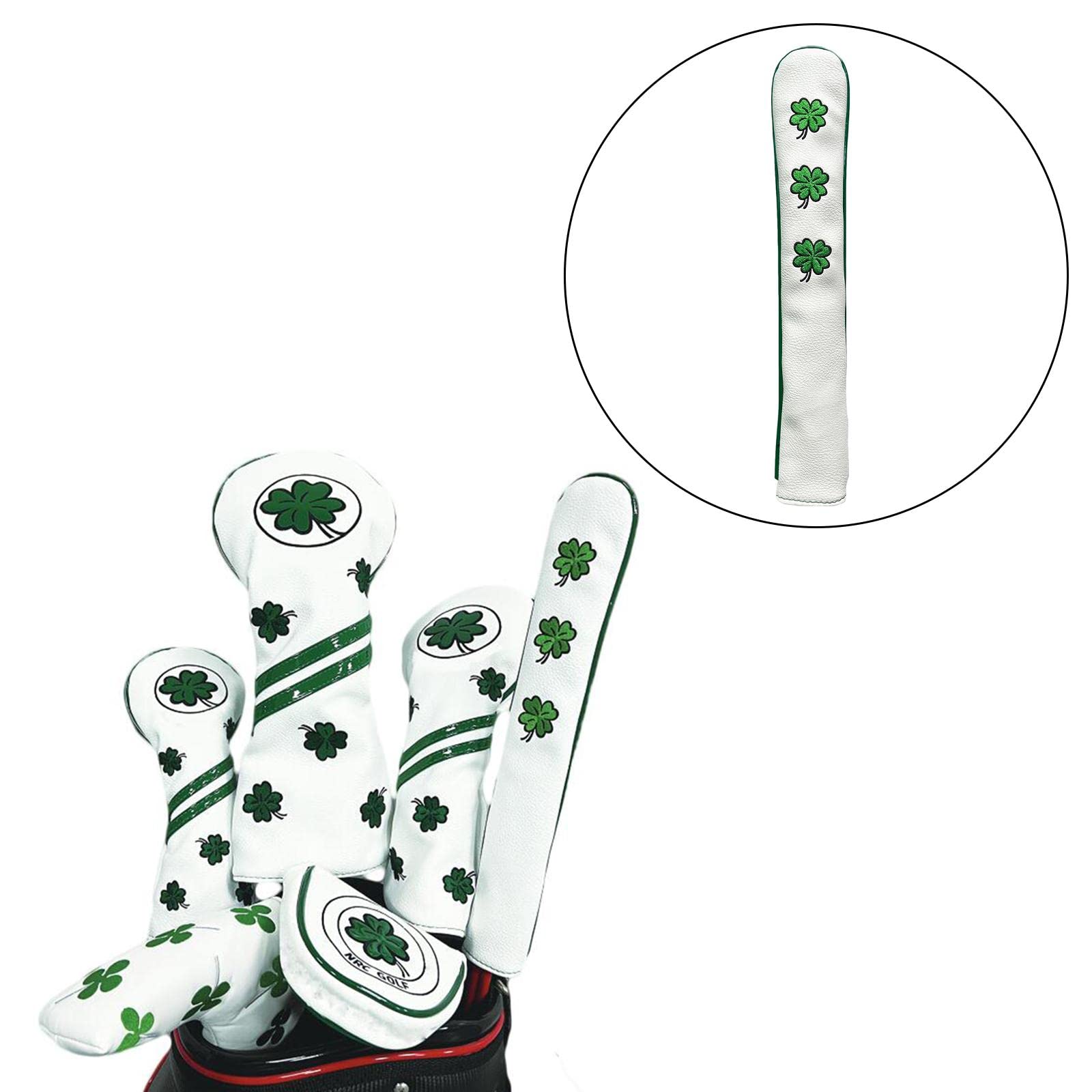 Oshhni Golf Alignment Rod Cover Case Holder Hold 2 Sticks Headcover Golf con Ricamo Trainer Training Aid, Bianco