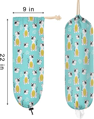 Miniatura 2 de Lindo gato turquesa verde azulado bolsa de plástico titular de bolsas de compras dispensador de bolsas de plástico lindo organizador de