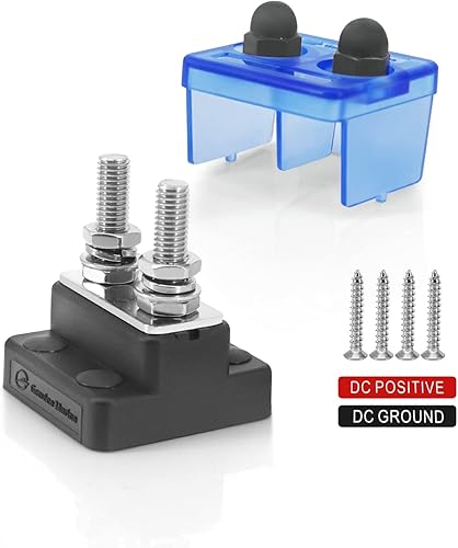 LENKRAD Bloque de conexiones de batería de doble perno de 516 pulgadas con perno aislado M10, cubierta protectora para camión, automóvil, RV, barco