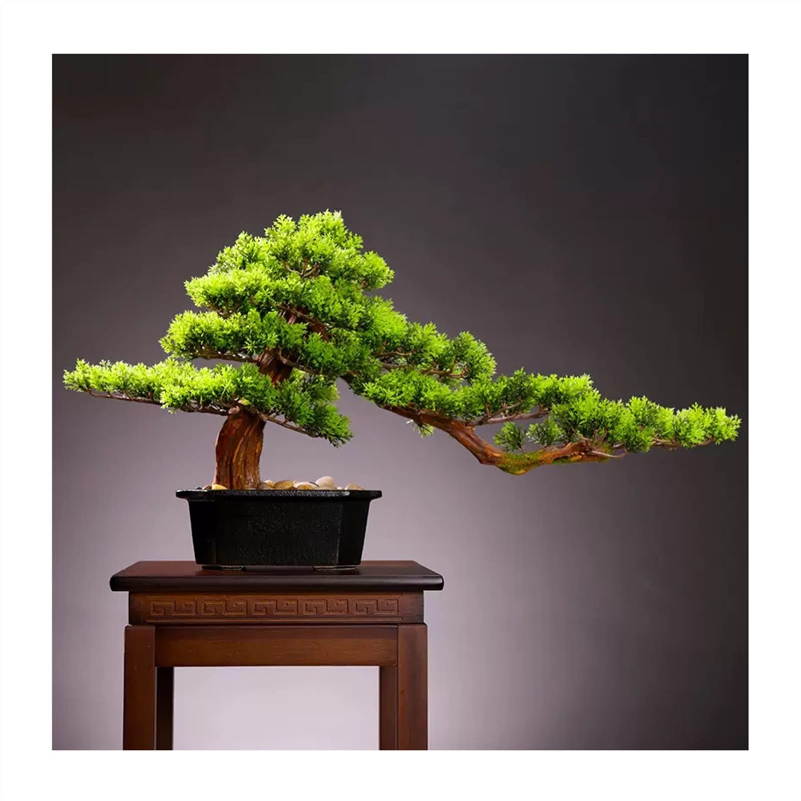 HCZKIUJY Artificial Bonsai Tree Artificial Bonsai Tree 23.6in Large Green Simulation Welcome Pine Bonsai Tree Living Room Office Desktop Simulation Bonsai Plant Fake Tree Fake Plant Decoration (A)