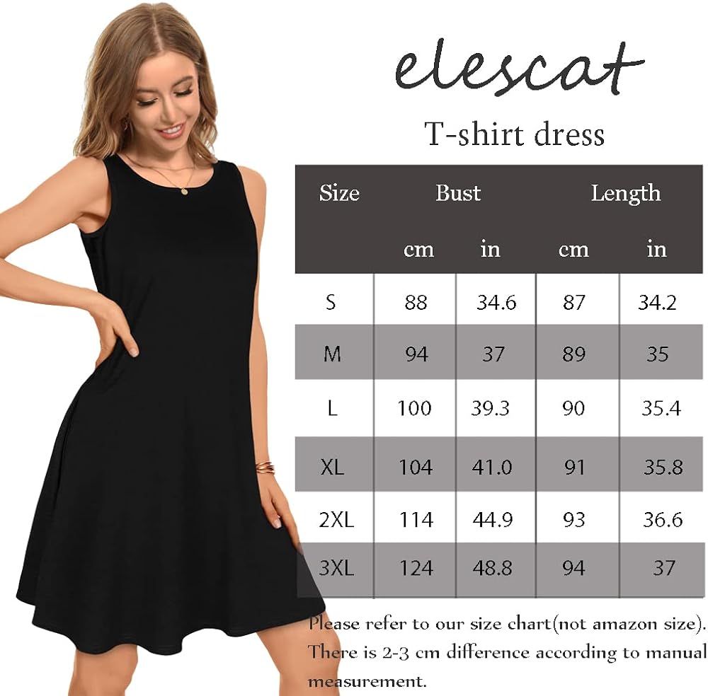 Summer Dresses for Women Beach Boho Sleeveless Vintage Floral Flowy Pocket Tshirt Tank Sundresses Large Solid Black