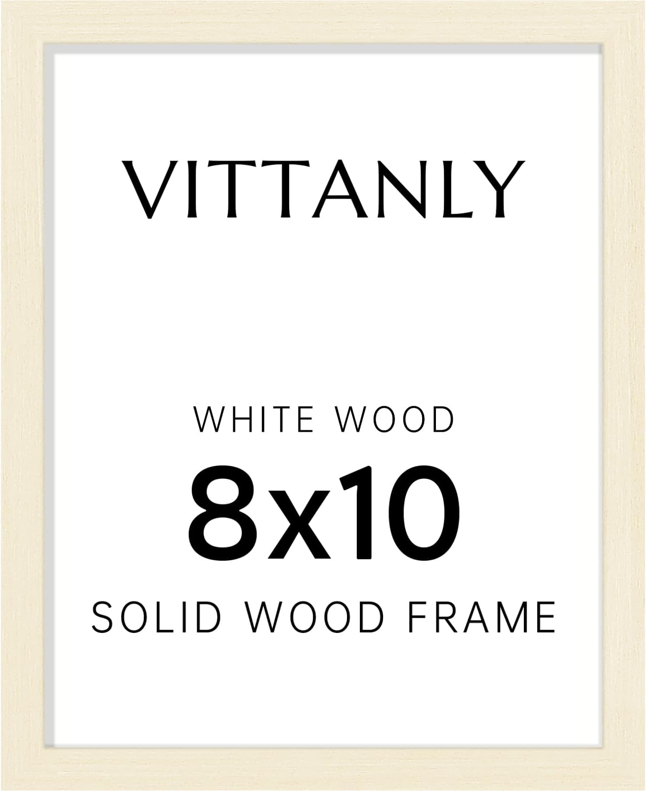 8x10 Picture Frame, Solid Wood Frame with Plexiglass, Includes 5x7 Mat, Wall Hanging or Tabletop for Home Decor, White Wood, 1 Pack