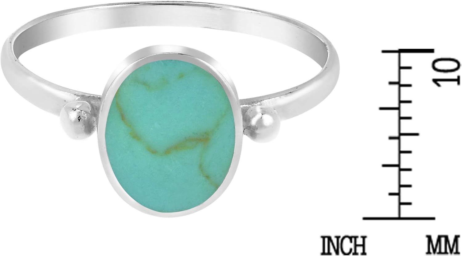 AeraVida Simply Stunning Oval Shaped Simulated Green Turquoise .925 Sterling Silver Ring (9) - Image 4
