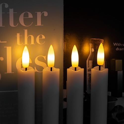 Miniatura 3 de Velas cónicas sin llama a pilas con dos temporizadores remotos, velas LED de 6.4 pulgadas con mecha 3D, luz cálida parpadeante de larga duración,