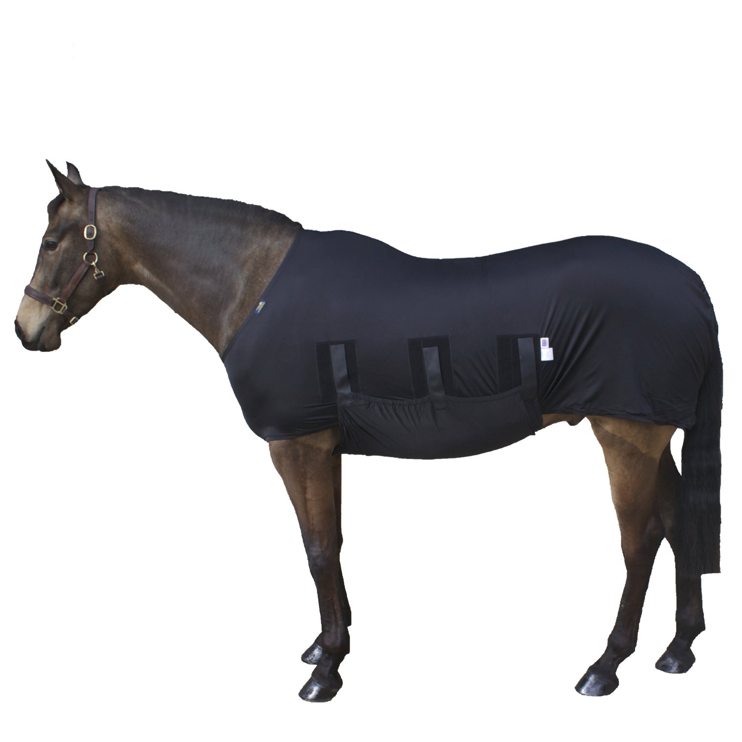 Snuggy Hoods Shiny Show Lycra Rug/Lycra Body with Belly - 7 Sizes (M 5'6"-5'9", Black) — image 1
