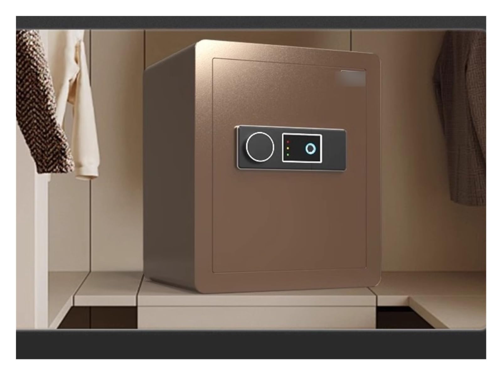 Coffre-fort à empreintes digitales, petit coffre-fort électronique for stocker de l'argent, des médicaments, des bijoux et d'autres objets de valeur(Brown)