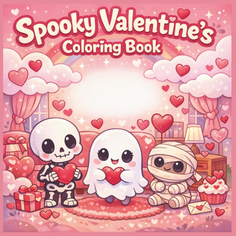 Spooky Valentine’s Coloring Book: Cute & Spooky Valentine Coloring Book for Kids Ages 5–8