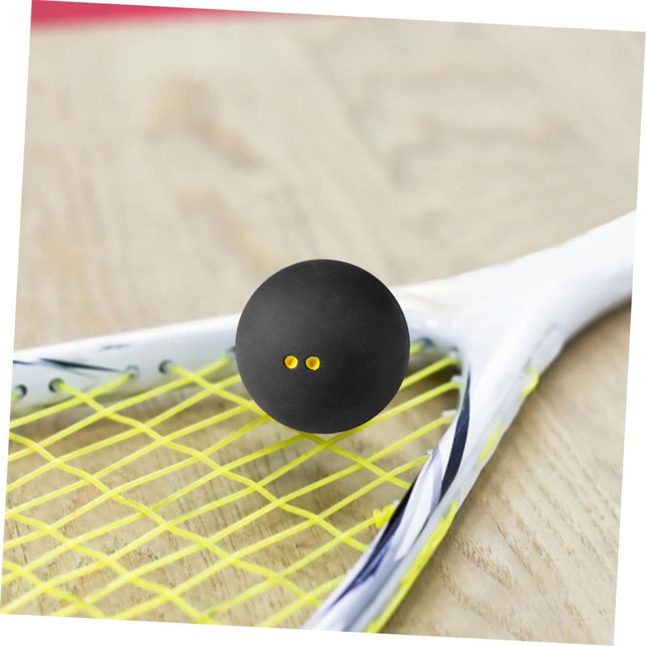 KOMBIUDA 2pcs Double Yellow Dot Squash Balls for Competition High Elastic Rubber Racket Balls Slow Speed Training for Beginners and Professionals