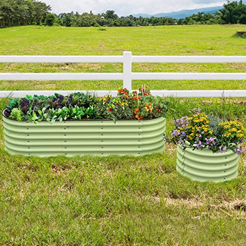 Olle 17" Tall Raised Garden Bed, Raised Beds For Gardening, Raised Garden Bed Kit, Raised Garden Beds Outdoor For Vegetables, Fruits, Herbs, Sage Green #TOP11