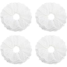 4PCS Large Ruffle White Scrunchies - 4-Layer Lace Hair Ties for Thick Hair