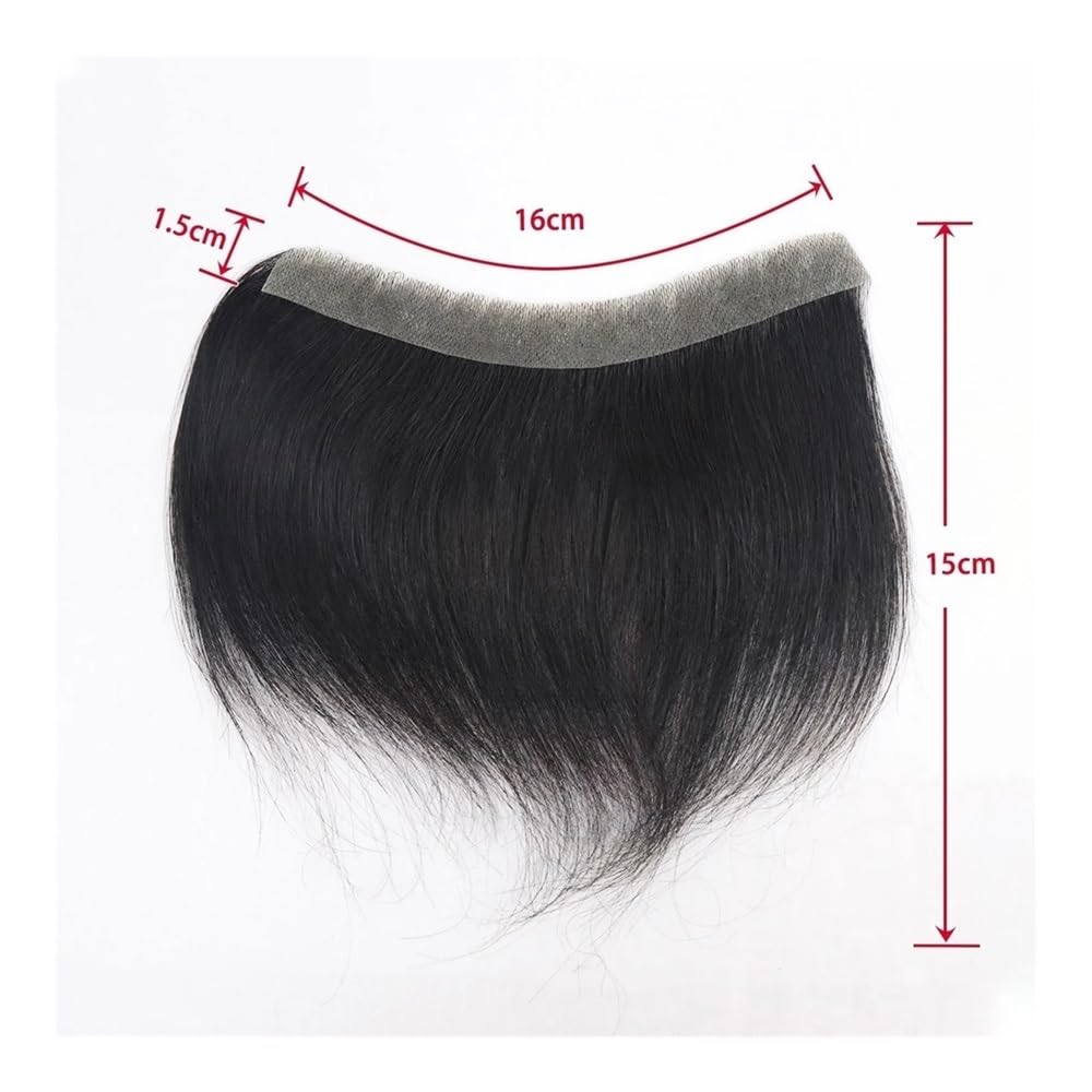 Peluca de cabello humano de 15 cm (6 pulgadas) for hombre, con base de piel sintética fina en forma de V y línea de cabello en la frente. Suave y Transpirable(16x1.5cm,Brown)