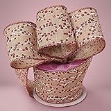 Premium Natural Wide Christmas Ribbon - 2 1/2 Inches by 10 Yards (RED Holly Berry ON Muslin)