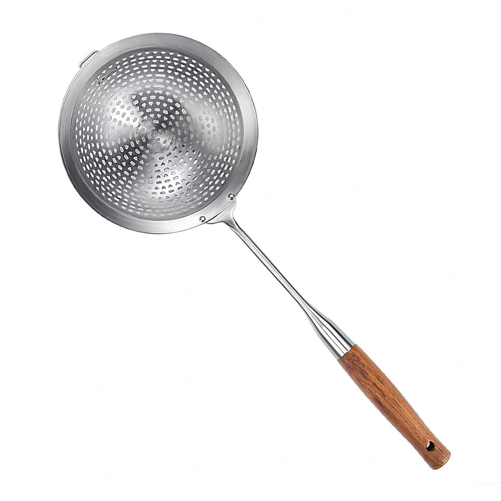 Sitko Łyżka Durszlakowa Głęboki Durszlak Z Drewnianą Długą Rączką Do Gotowania I Smażenia łyżka cedzakowa(43cm)