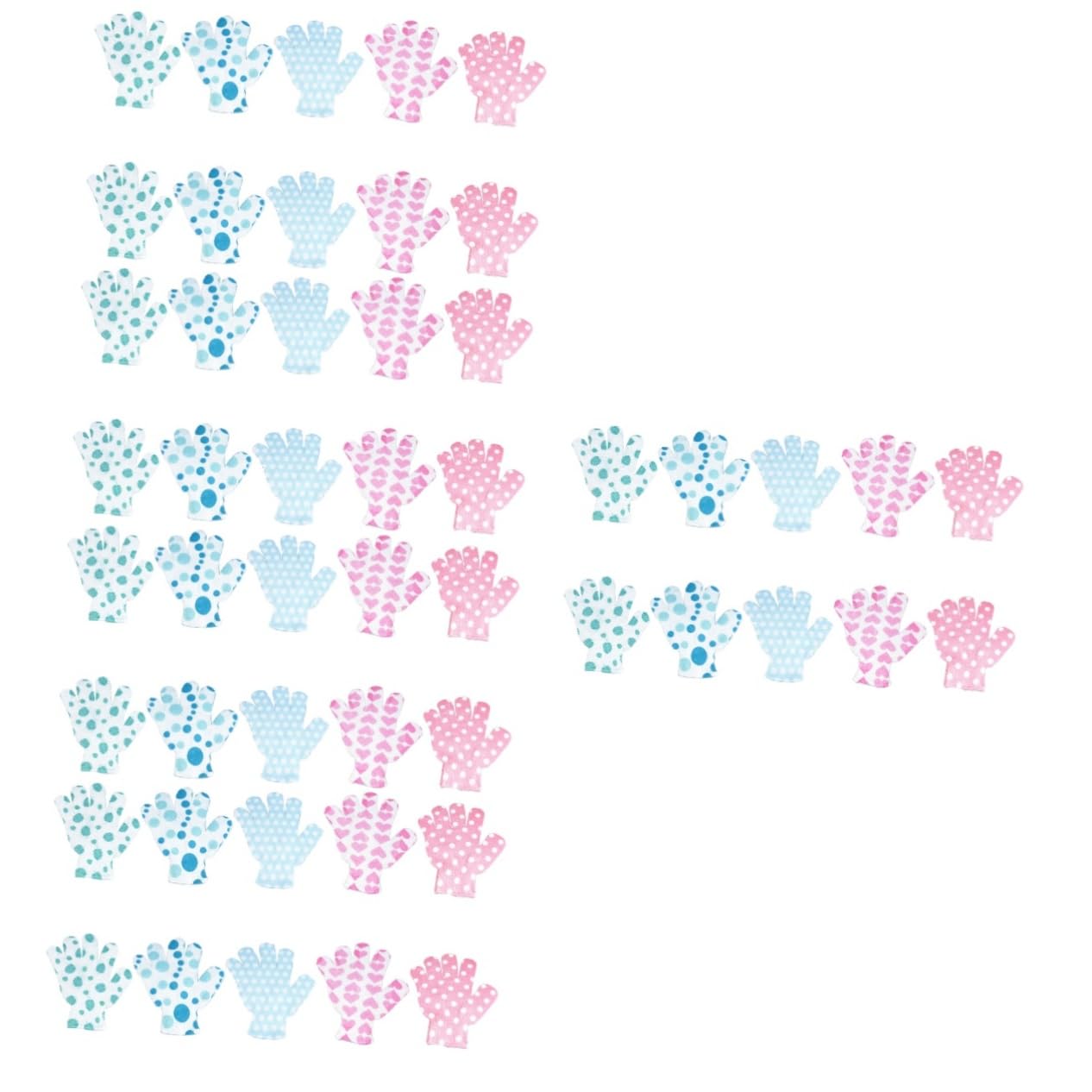 minkissy 50 guantes de baño estampados, guantes de baño, guantes de baño, guantes de, guantes de limpieza exfoliante, guantes de limpieza corporal, toalla de baño, poliéster esmerilado