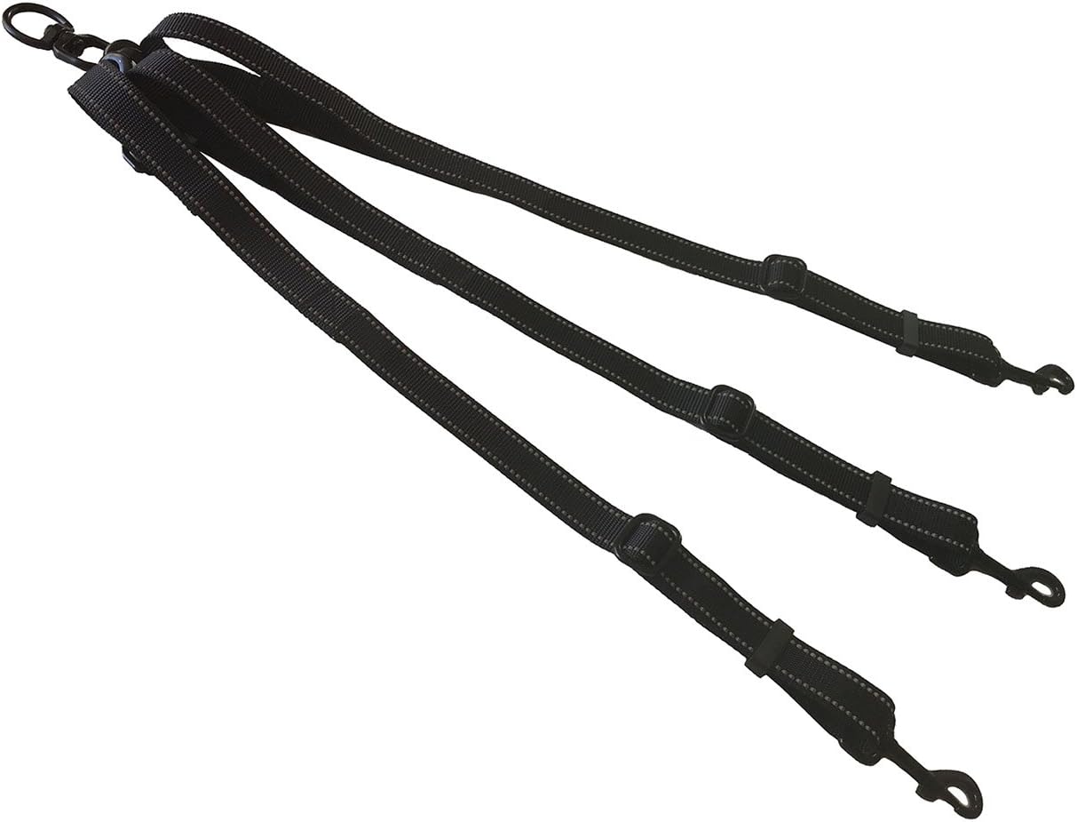 DYBEN Nylon with Reflective Stitchings 3 Way Dog Leash Coupler Adjustable Detachable No-Tangle Pet Leash for Walking,Black