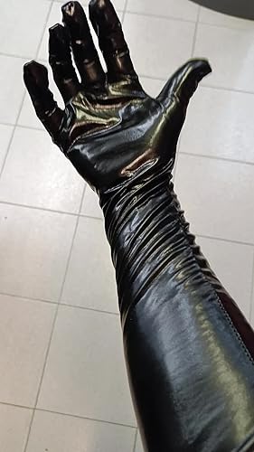 Adigau Lange leren handschoenen voor dames, sexy, wetlook