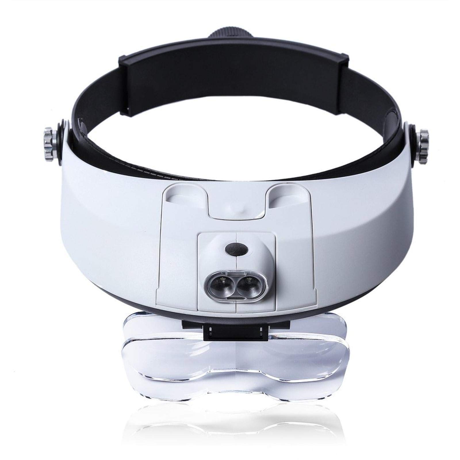Lupe, Stirnbandlupe, Lötbrille, LED-Lampe, Licht, Lupe, abnehmbares Glas.