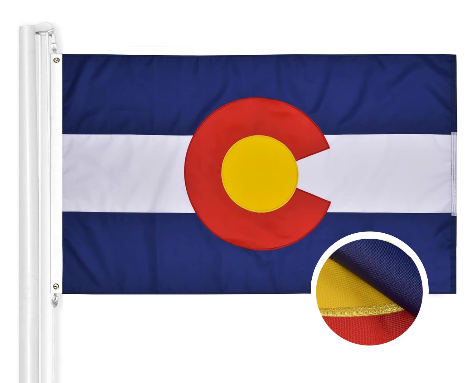 WINBEE Colorado State Flag 3x5 Ft - Double Sided Embroidered, Heavy Duty Nylon, Sewn Stripes and Brass Grommetsand Waterproof UV Protected. All Weather American Colorado Flags Banner Great for Ondoor