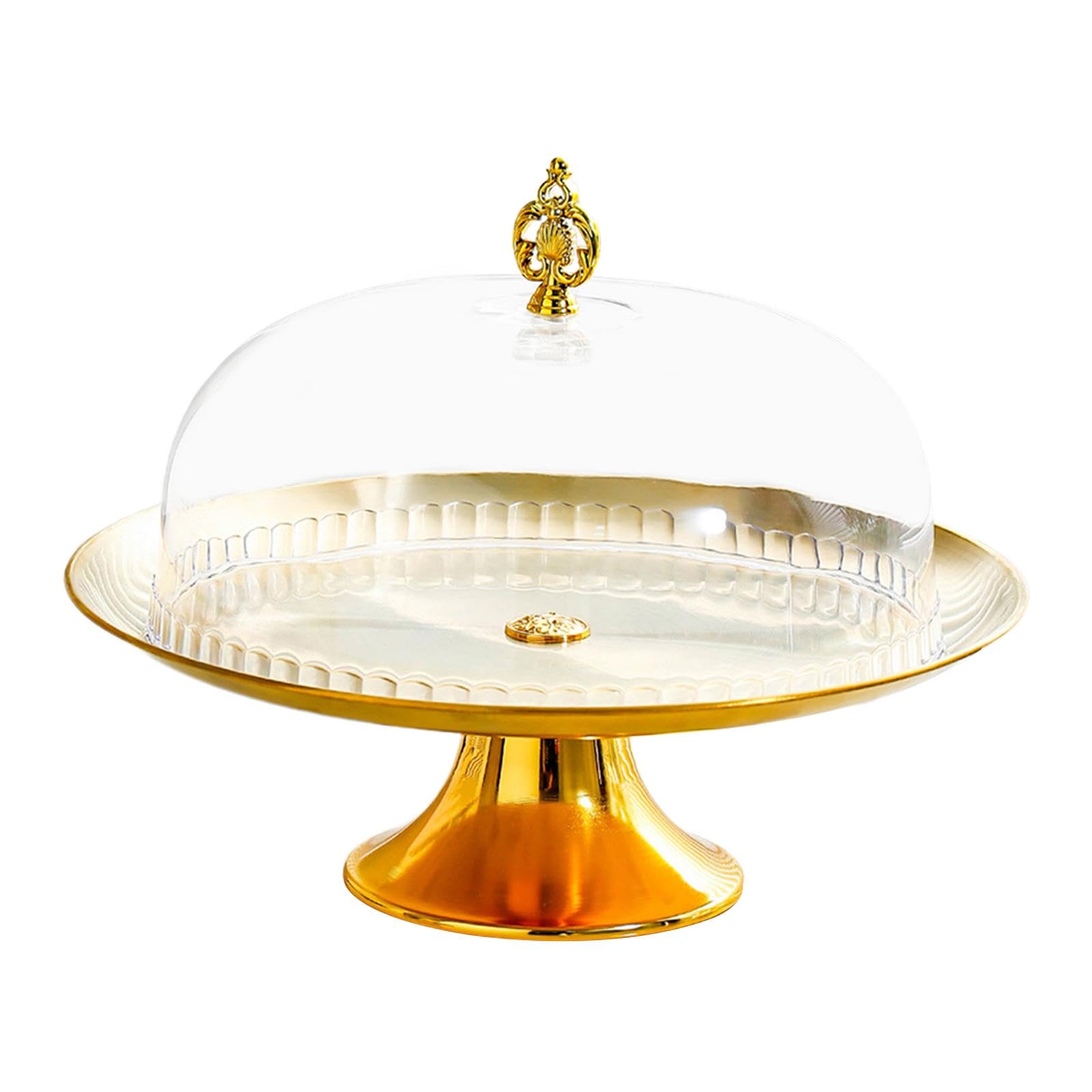 Présentoir Gâteau sur Piédestal Plateau à Dessert Support avec Couvercle En Acier Inoxydable Plateau Rond Stable Adapté à Anniversaire Maison Événemen, 30 cm