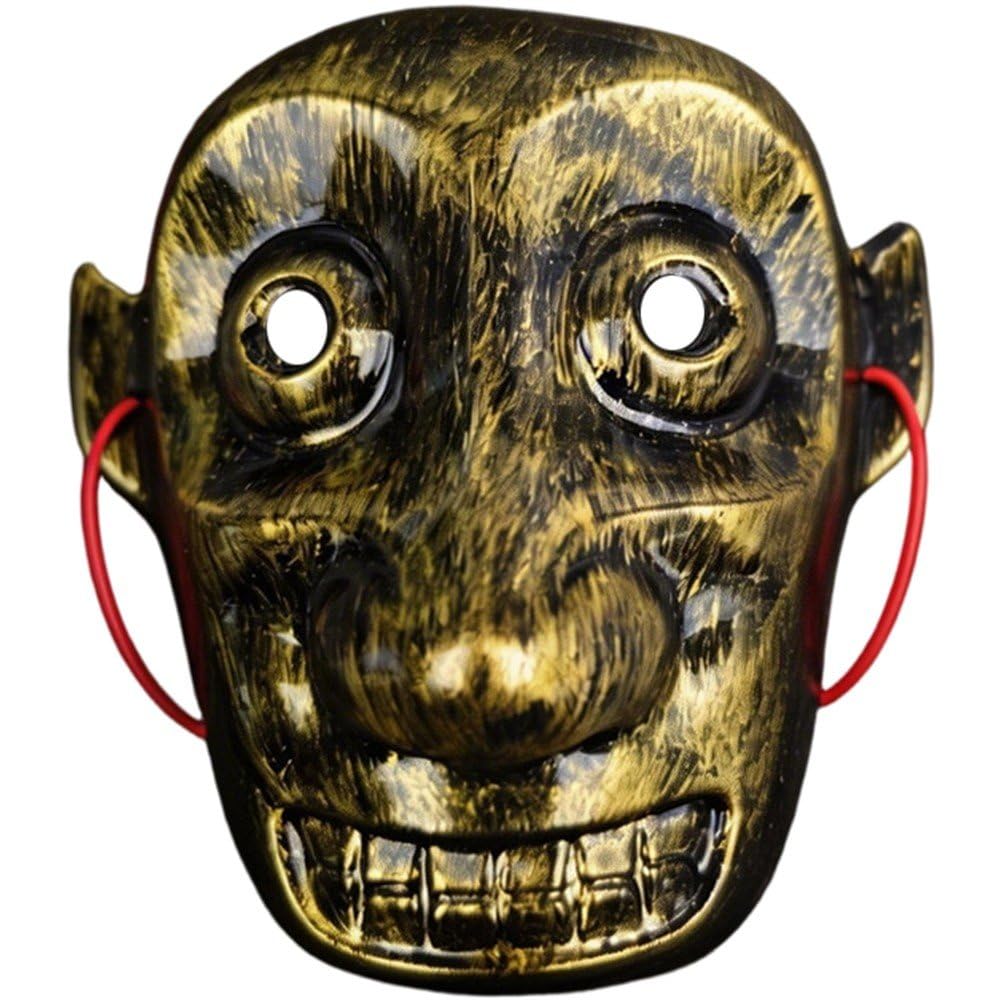 Fituenly Sanxingdui Gold Mask, Halloween Masquerade Mask, Pvc Retro Face Mask, Antique Finish for Performance & Cosplay