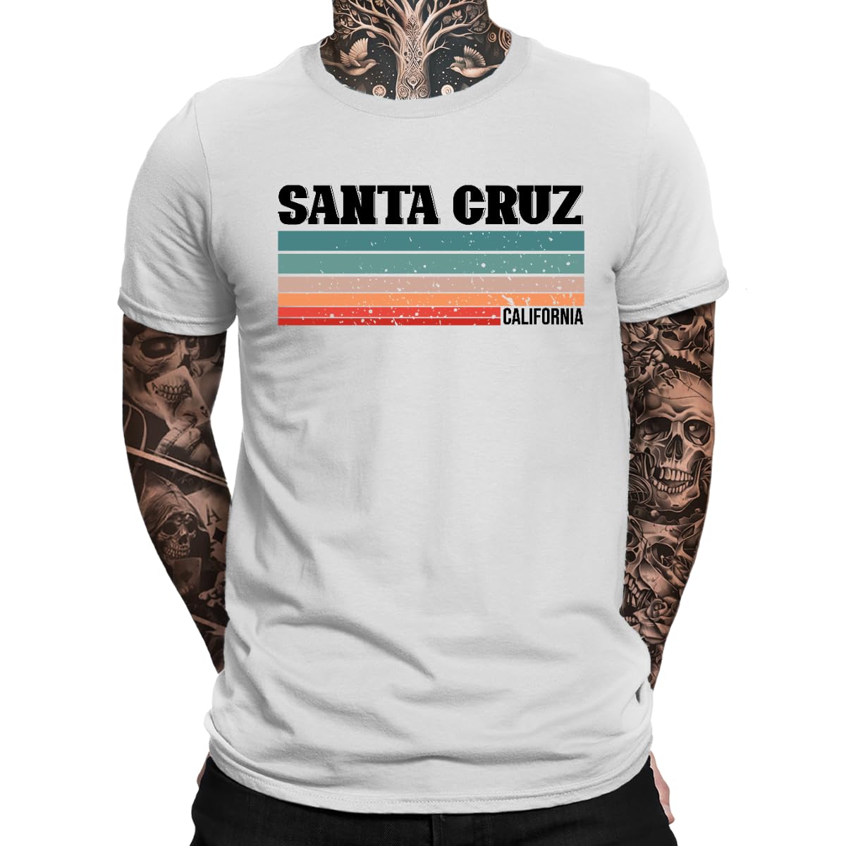 Santa Cruz California Surfer Retro 70s 80s California Los Angeles Men's T-Shirt, White, M