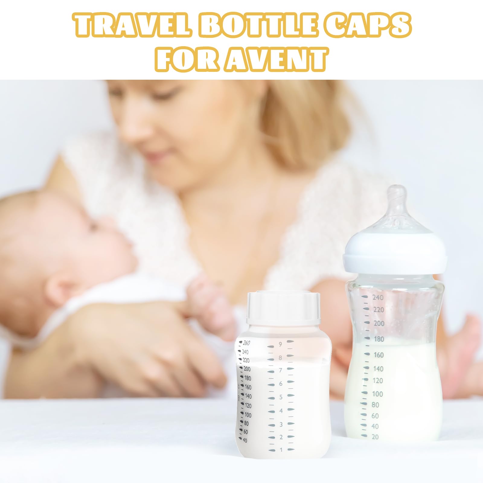 Chiusure per bottiglie da viaggio, per bottiglie Avent, chiusura di ricambio per biberon con anello di tenuta, personalizzate (5 cm, pezzi, 6)