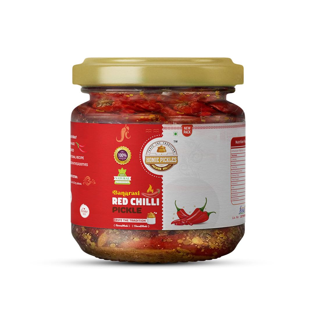 HomiePickles Red Chilli Pickle Homemade lal Mirchi Ka Achar in Fresh (Pack of 1) (250gm)
