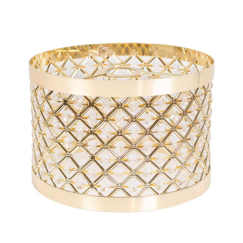 B&Q -  Hadley Gold Easy Fit Metal Cut Out Acrylic Jewel Drum Ceiling Light Shade And Bulb (D)24Cm