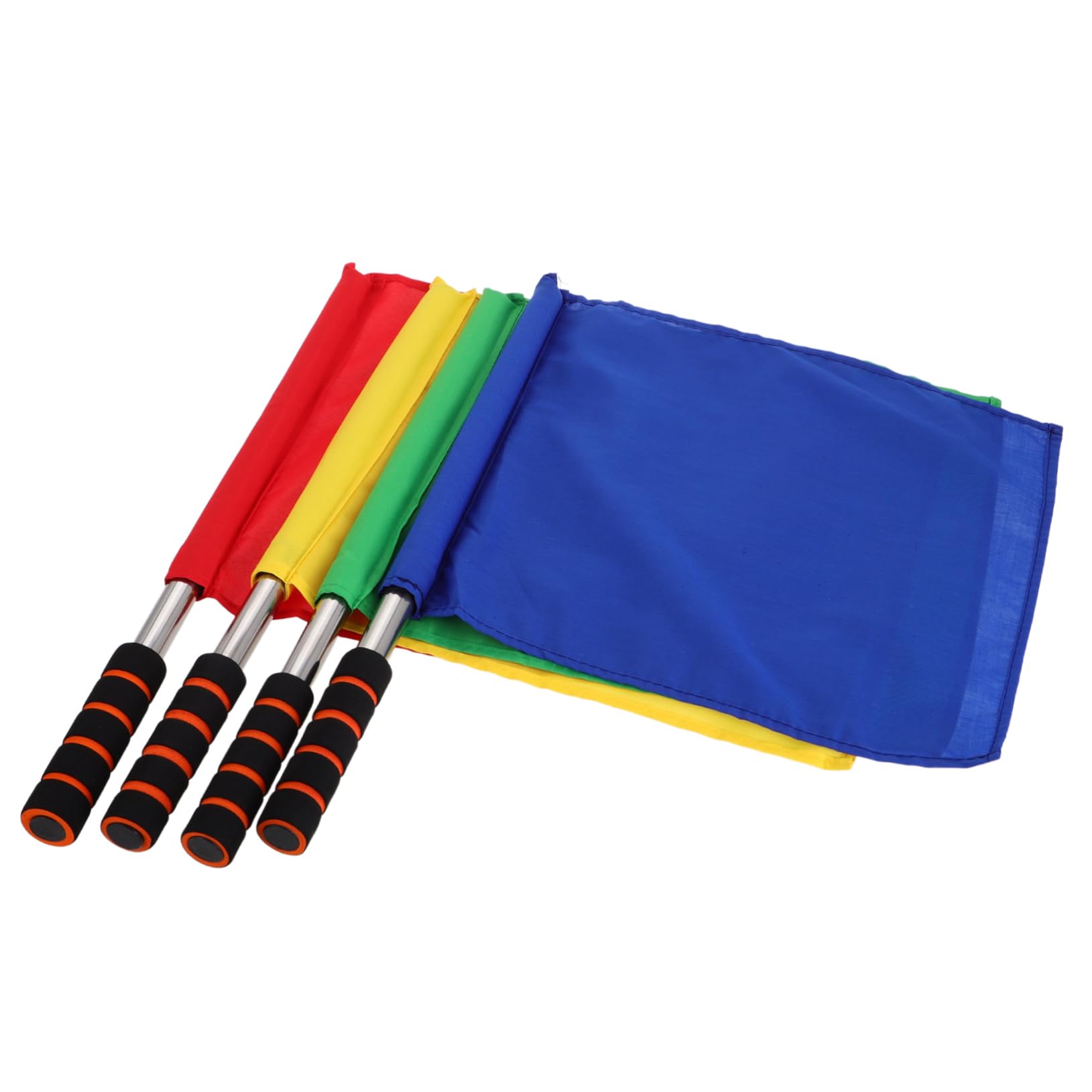 SUPVOX Versatile Soccer Referee Flags Set 4 Stainless Steel Flags Sponge Handle for Football Volleyball