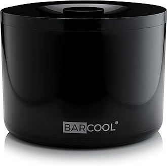 Barcool Ice Bucket with Lid and Ice Tongs | 10 Litre | Round & Double Walled Insulation | Perfect for Home Bars, Pubs, Restaurants, BBQs and Picnics (Black)